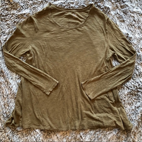 Old Navy Flowy Olive Green Long Sleeve Trapeze Top - Picture 6 of 6